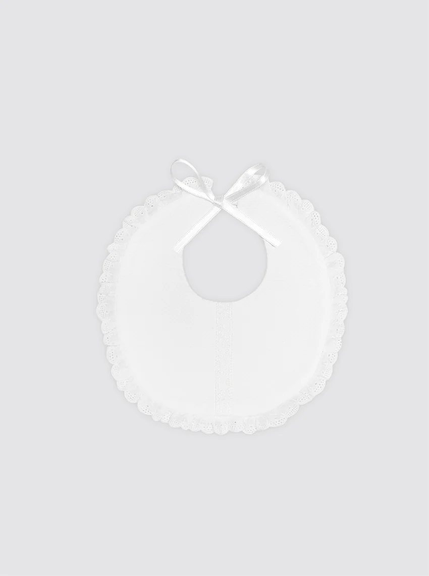 Babero de Baba Con Rizo Impermeable Recién Nacido Entredós Calado