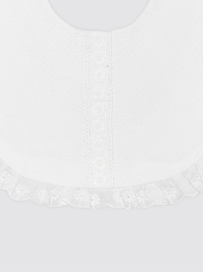 Babero de Baba Con Rizo Impermeable Recién Nacido Entredós Flor - Image 3