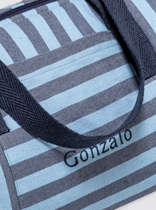Bolsa de Deporte Rayas Denim y Celeste - Image 3