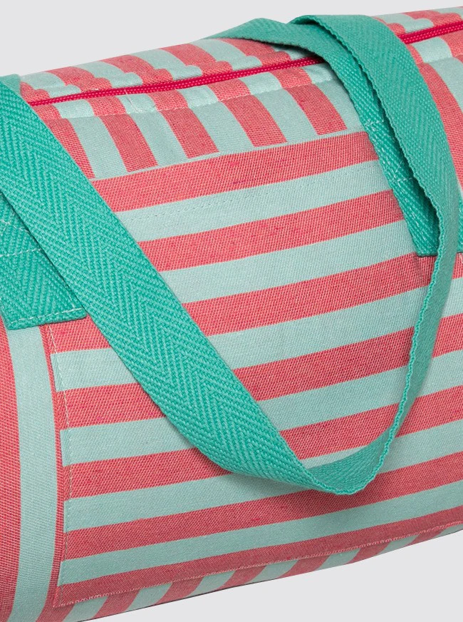 Bolsa de Viaje Rayas Denim Verde y Rosa - Image 3