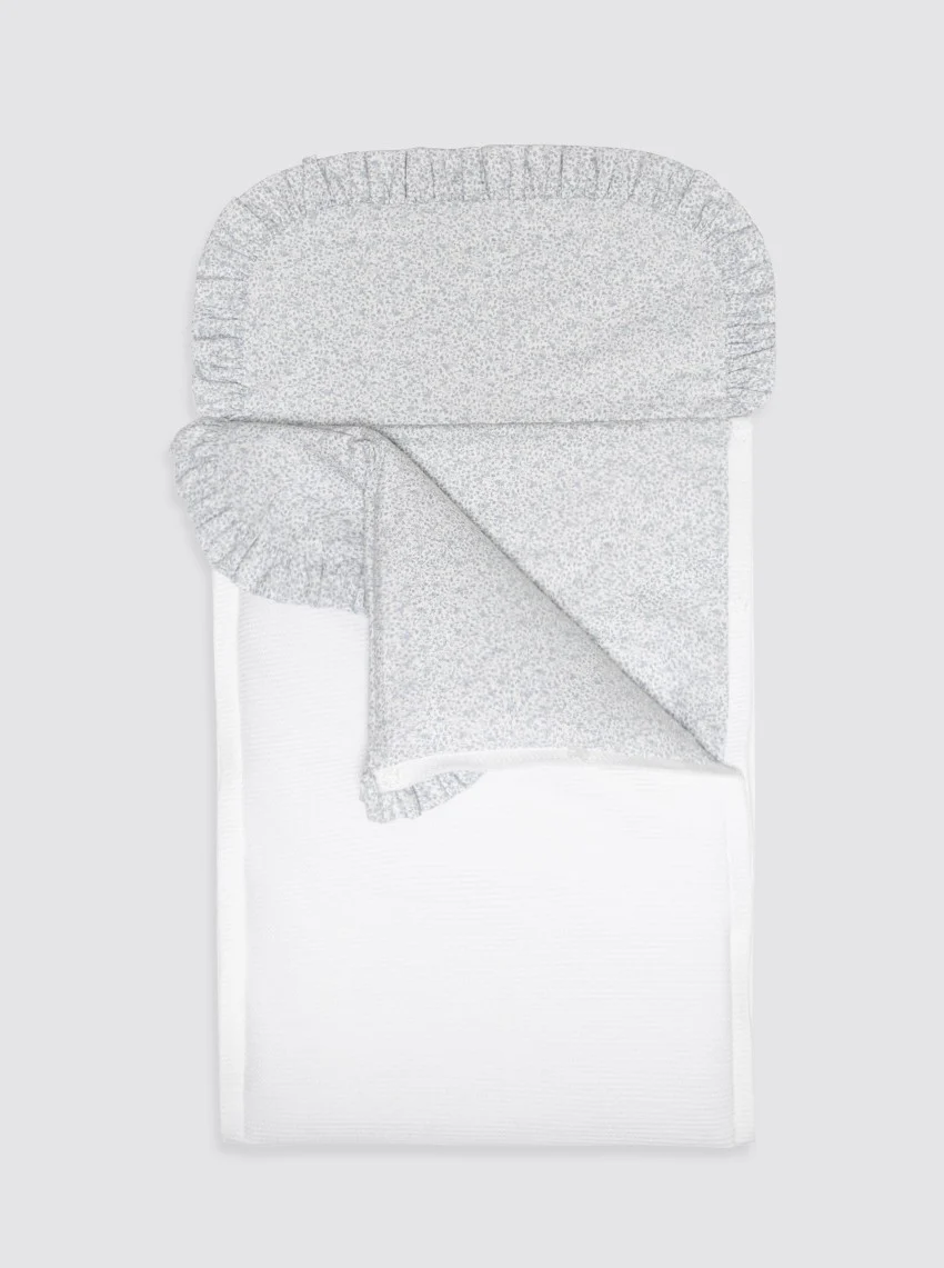 Saco de Punto Invierno Blanco con Sábana de Florecitas y Guata Extraíble - Capazo - Image 3
