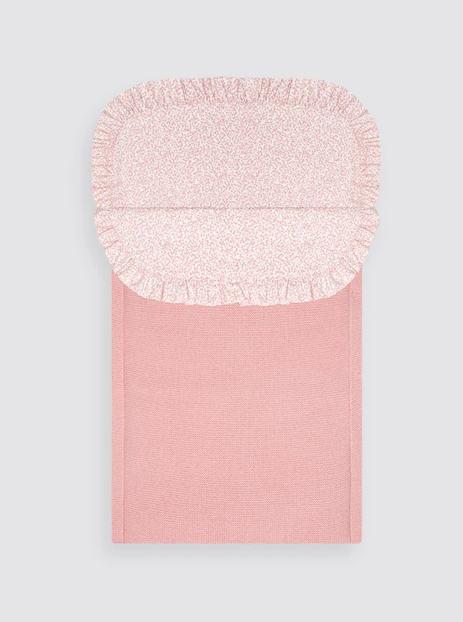 Saco de Punto Invierno Rosa con Sábana de Florecitas y Guata Extraíble - Capazo - Image 3